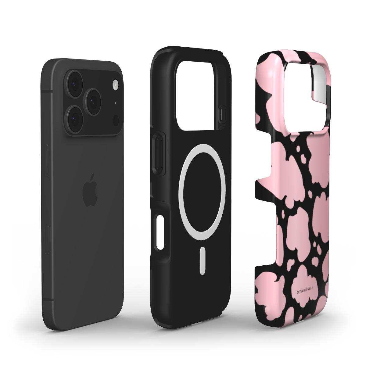 CUTEANLOVELY - Blush Cow Print MagSafe iPhone Case