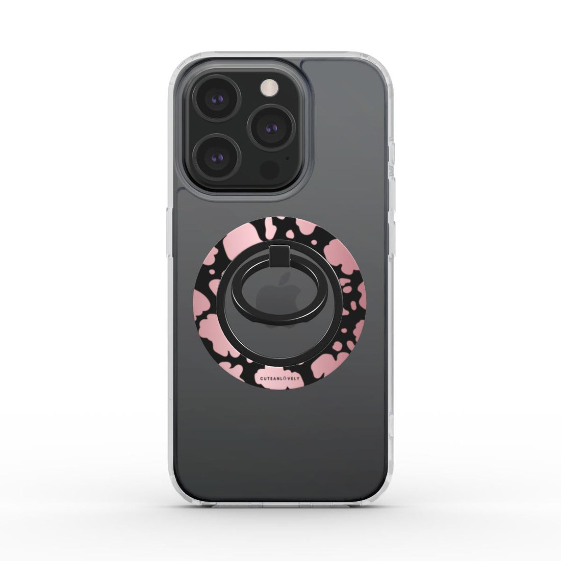 CUTEANLOVELY - Blush Cow Print Magnetic Phone Grip