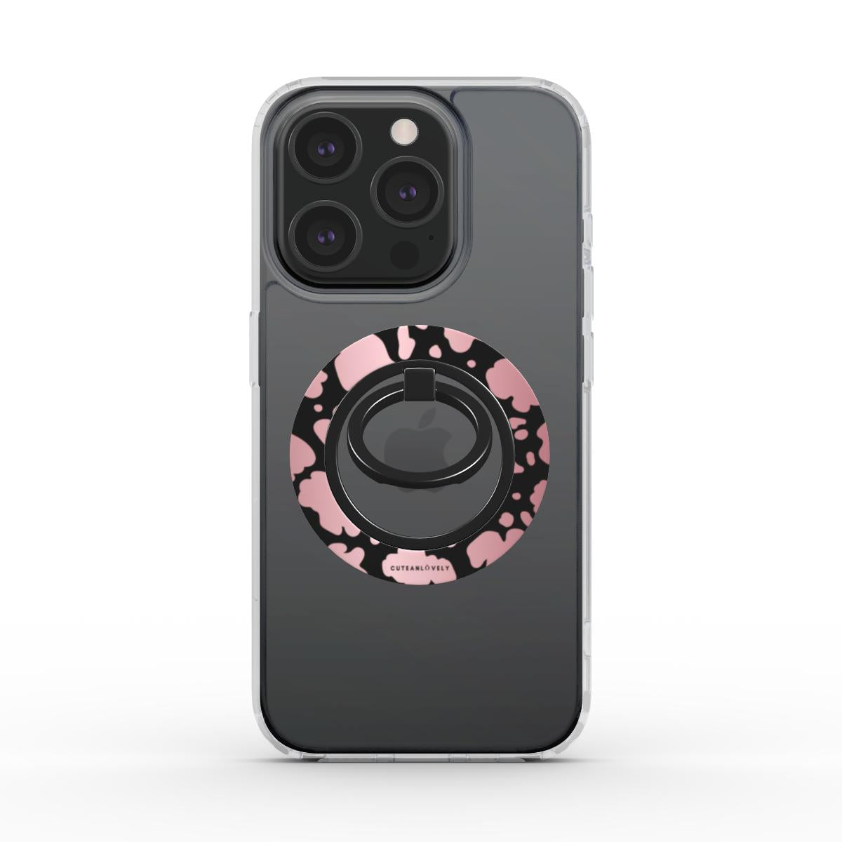 CUTEANLOVELY - Blush Cow Print Magnetic Phone Grip