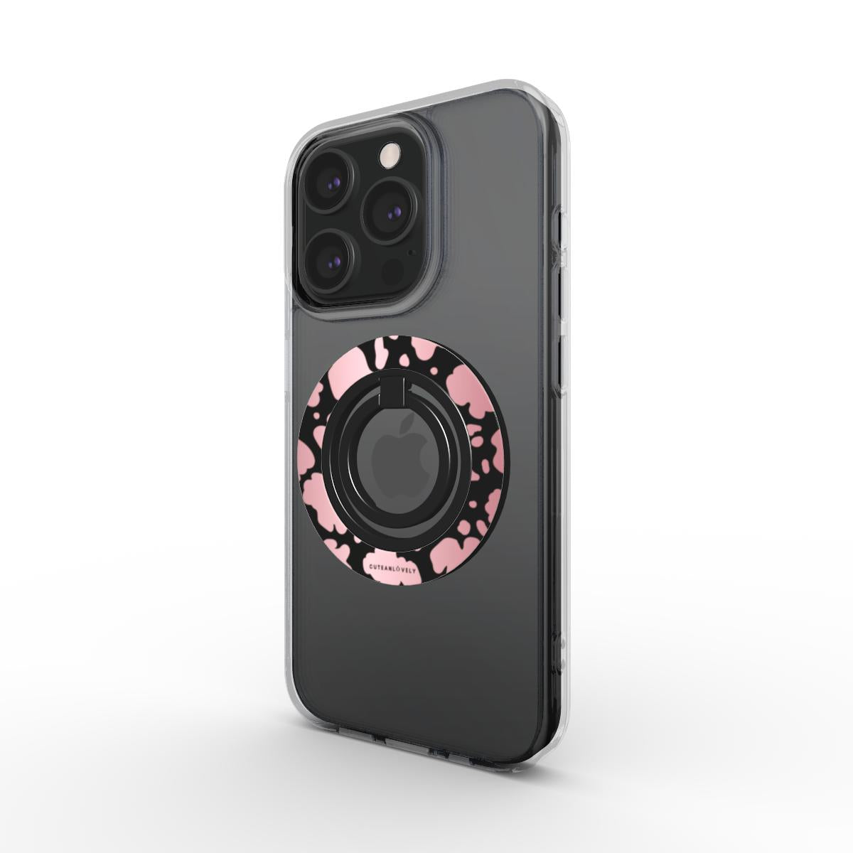 CUTEANLOVELY - Blush Cow Print Magnetic Phone Grip