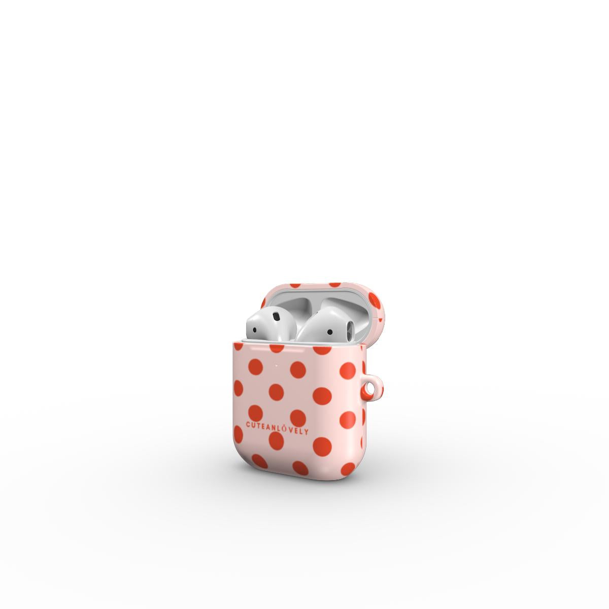 CUTEANLOVELY - Blush Red Polka Dot AirPods Case