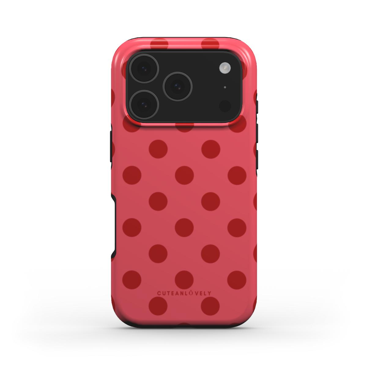 CUTEANLOVELY - Crimson Polka Dot MagSafe iPhone Case