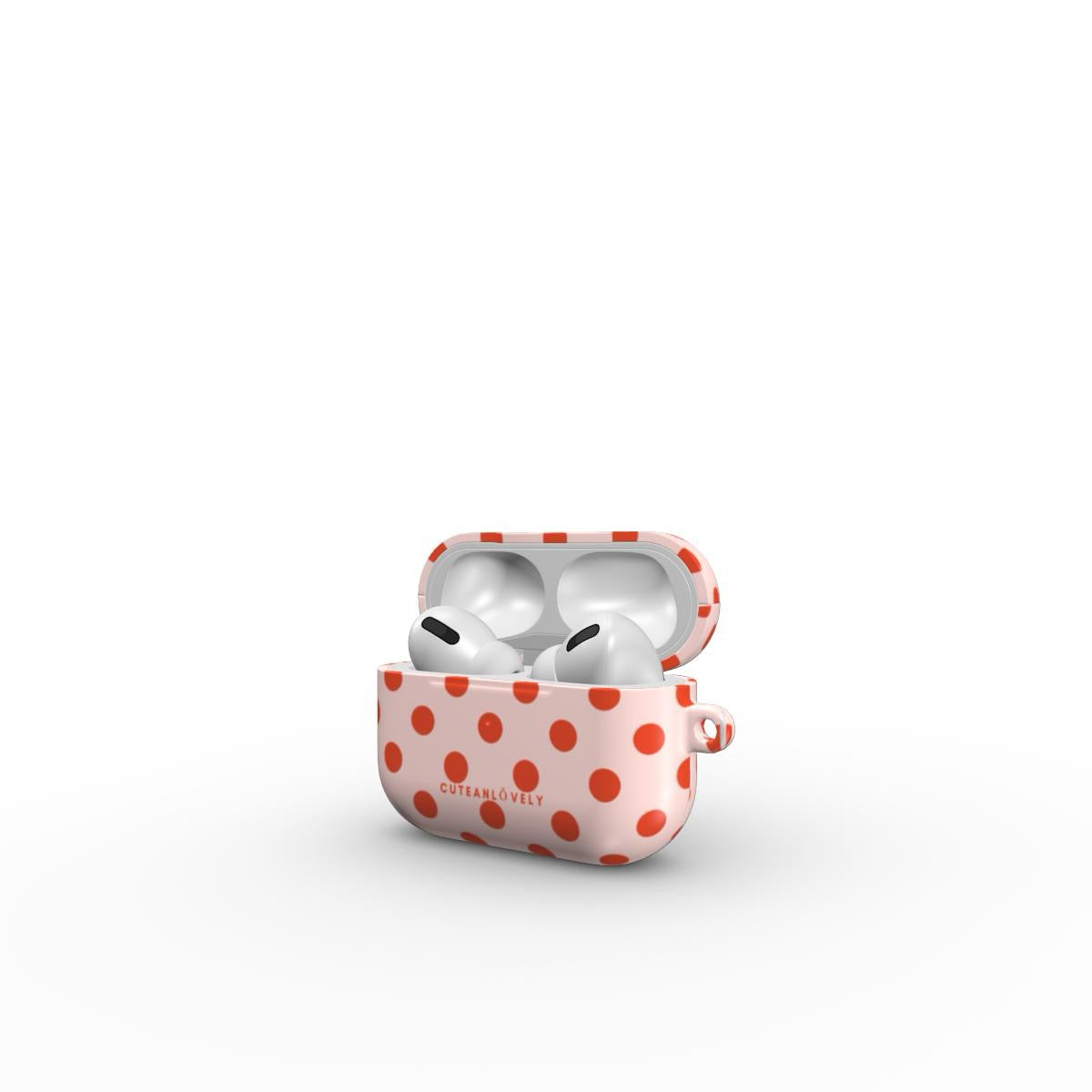 CUTEANLOVELY - Blush Red Polka Dot AirPods Case