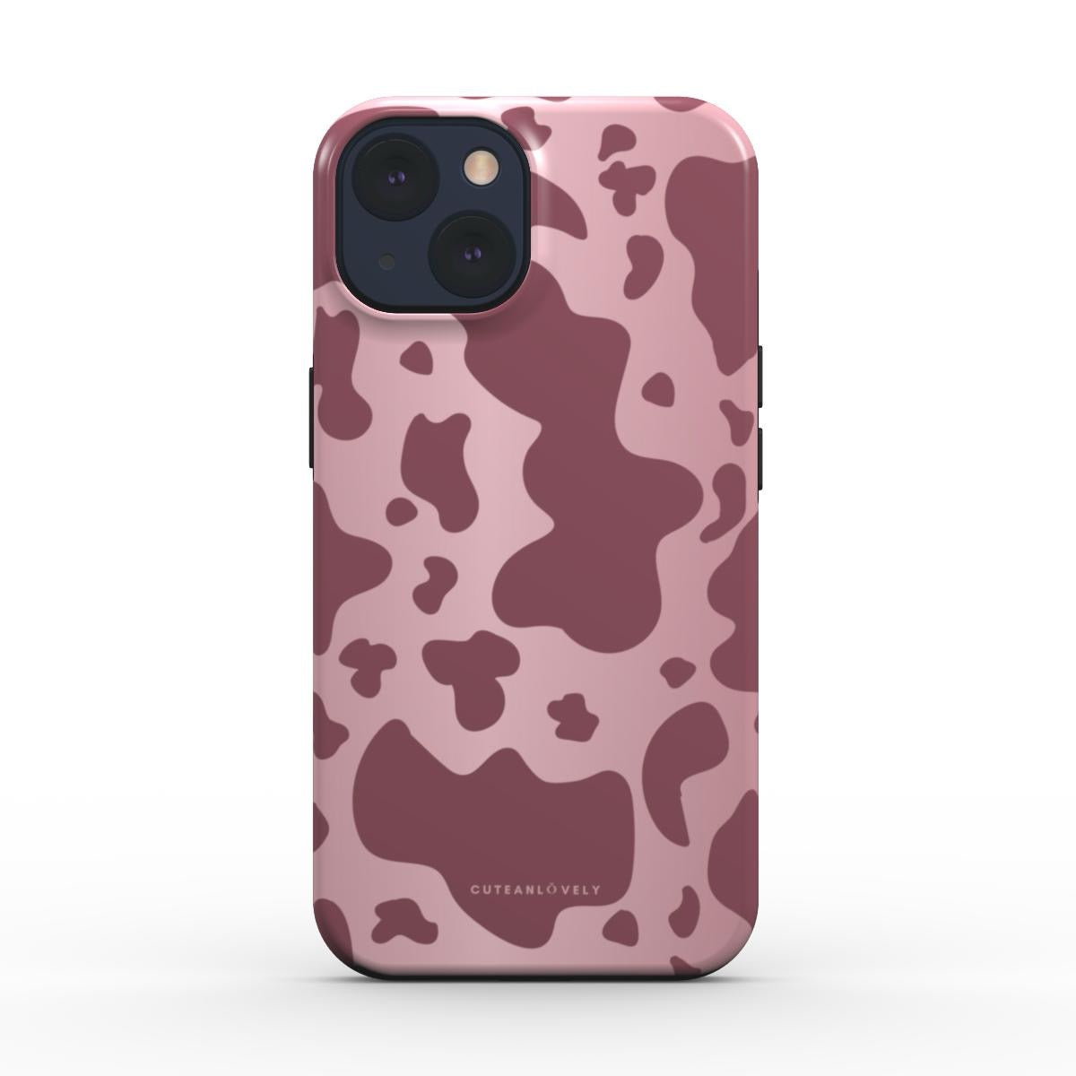 CUTEANLOVELY - Rose Cow Print MagSafe iPhone Case