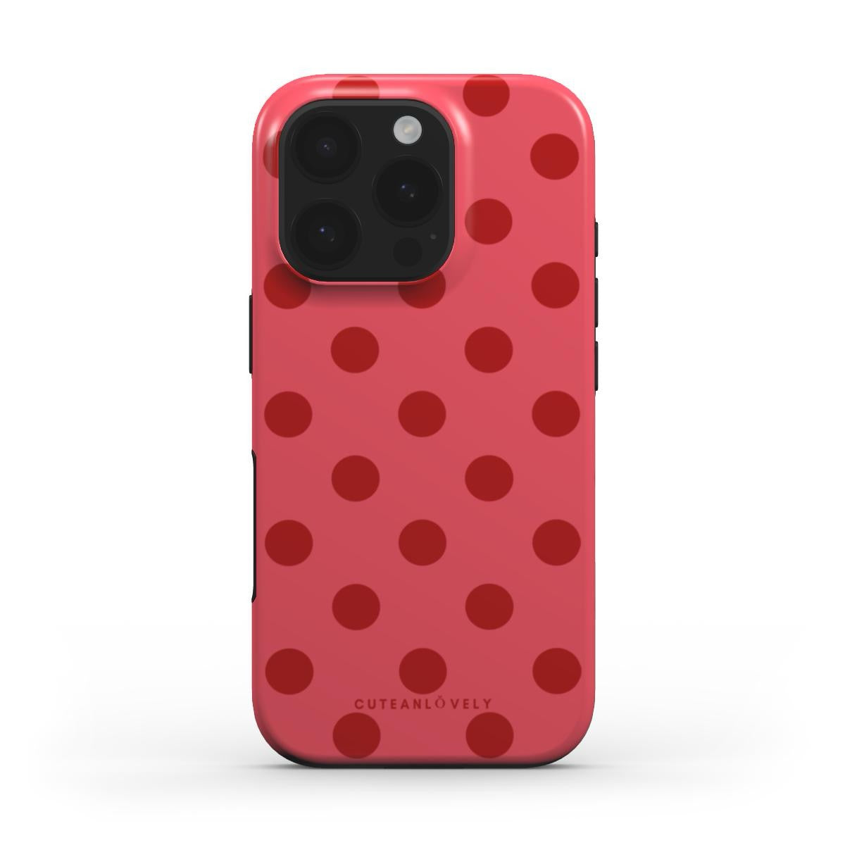 CUTEANLOVELY - Crimson Polka Dot MagSafe iPhone Case