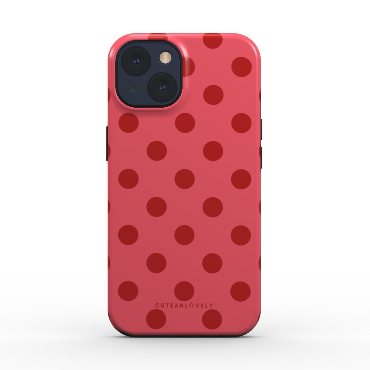 CUTEANLOVELY - Crimson Polka Dot MagSafe iPhone Case