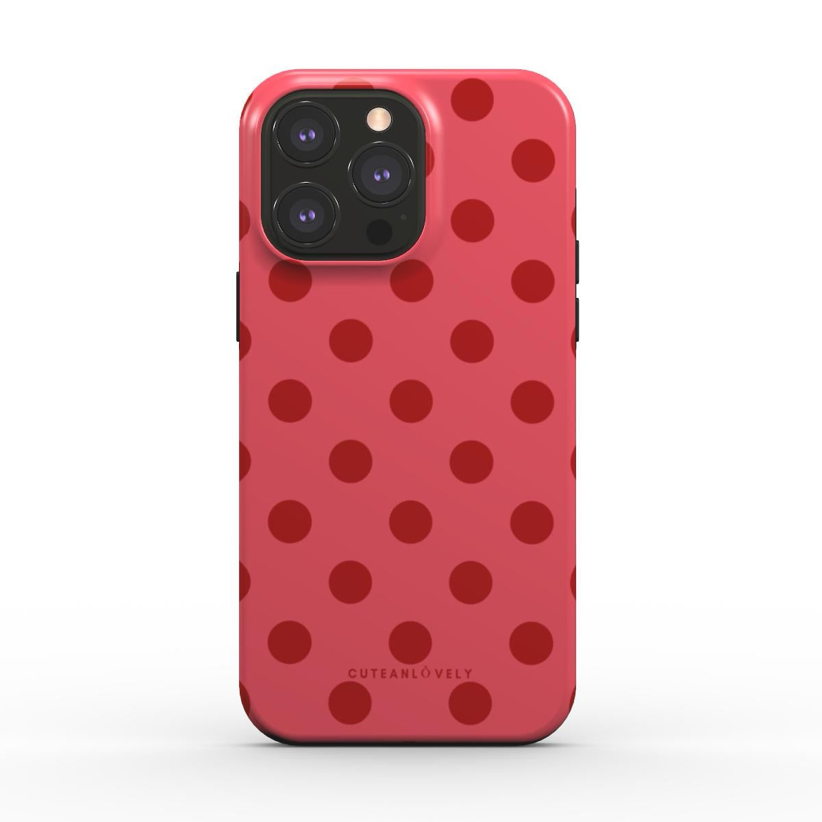 CUTEANLOVELY - Crimson Polka Dot MagSafe iPhone Case