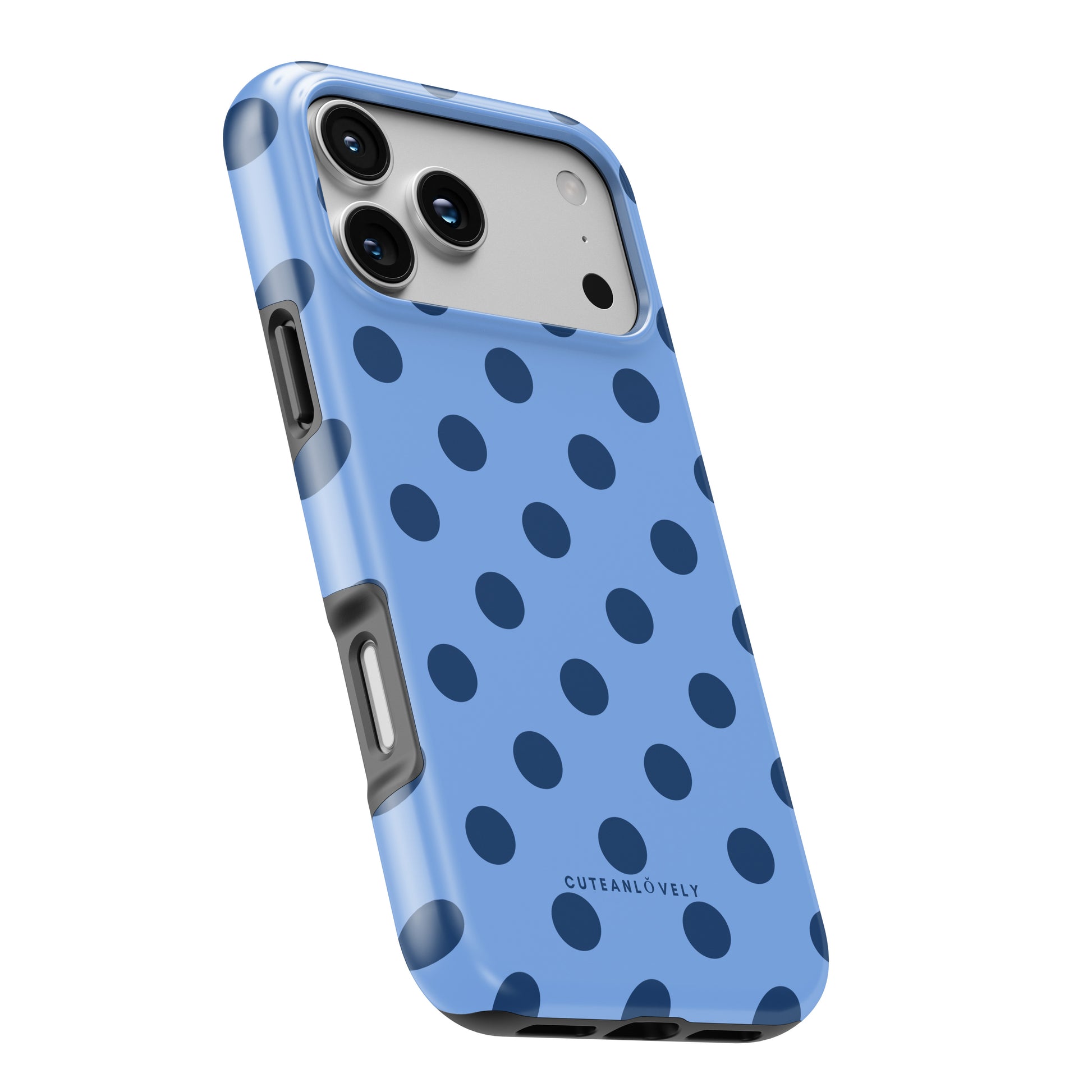 CUTEANLOVELY - Blue Polka Dot MagSafe iPhone Case