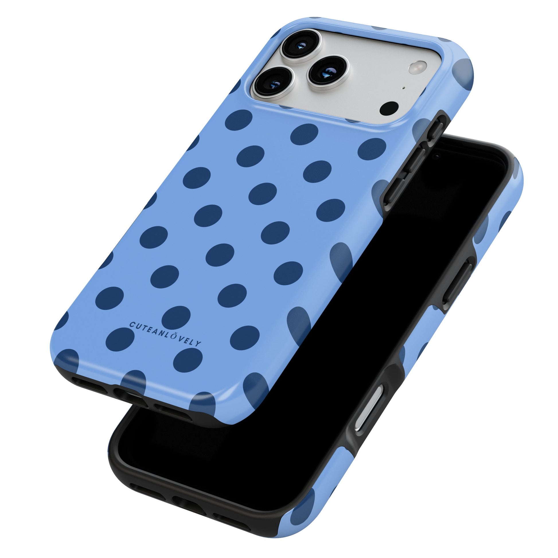 CUTEANLOVELY - Blue Polka Dot MagSafe iPhone Case