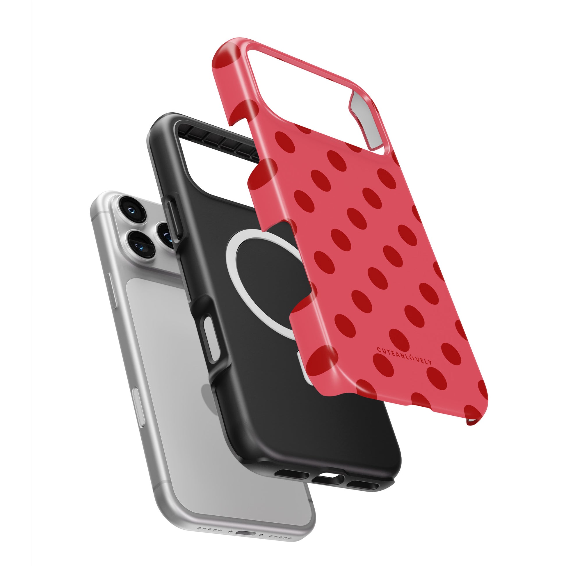 CUTEANLOVELY - Crimson Polka Dot MagSafe iPhone Case