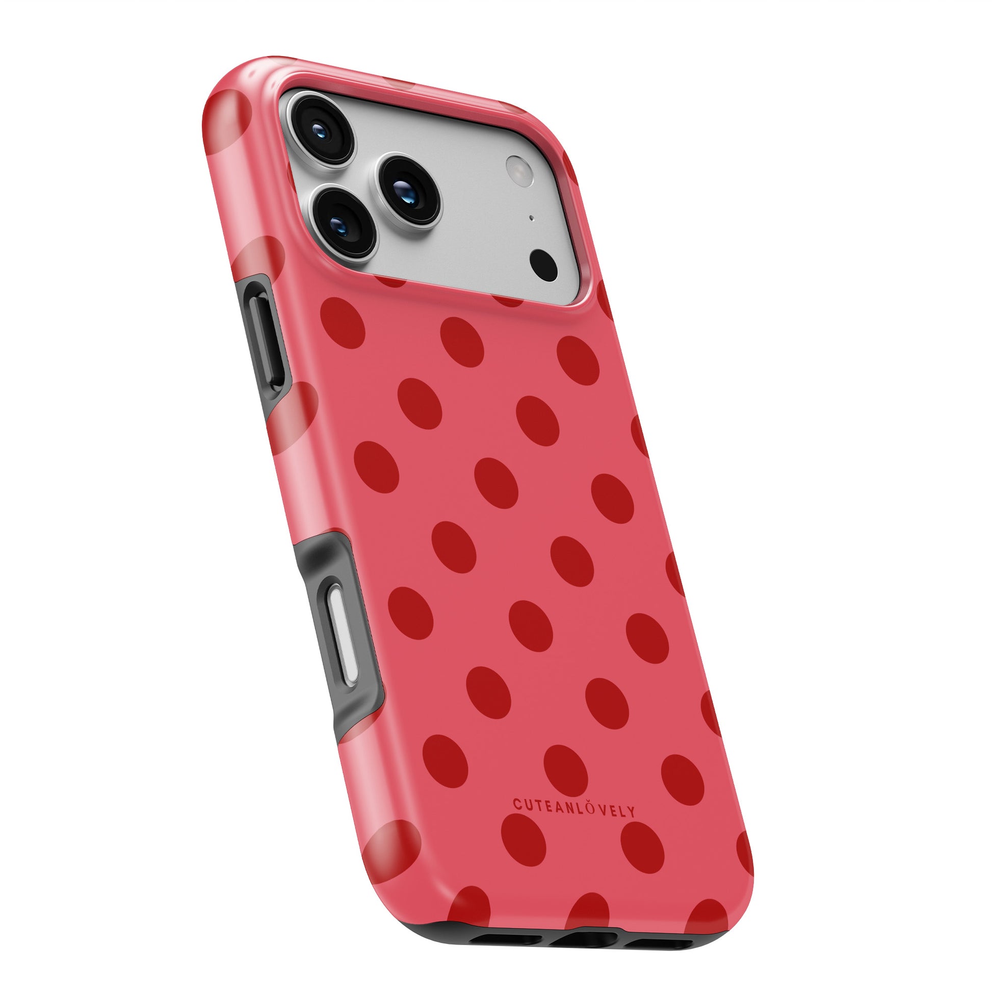 CUTEANLOVELY - Crimson Polka Dot MagSafe iPhone Case