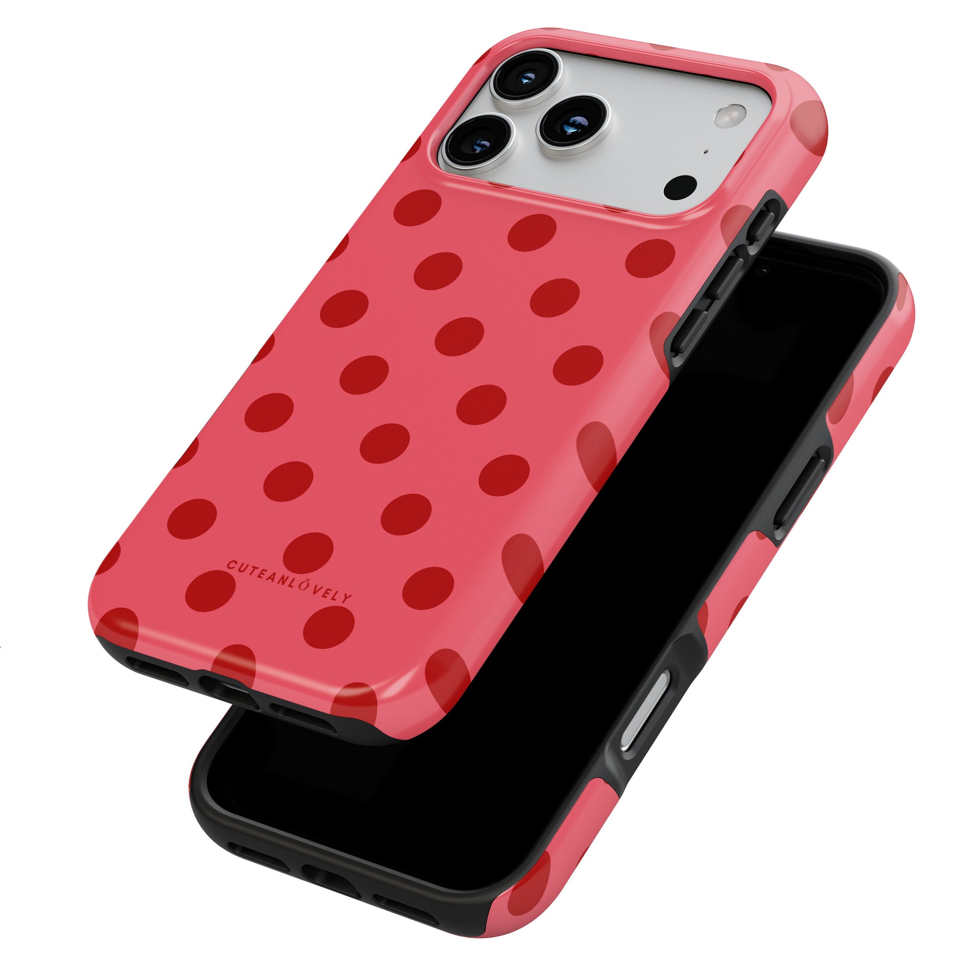CUTEANLOVELY - Crimson Polka Dot MagSafe iPhone Case