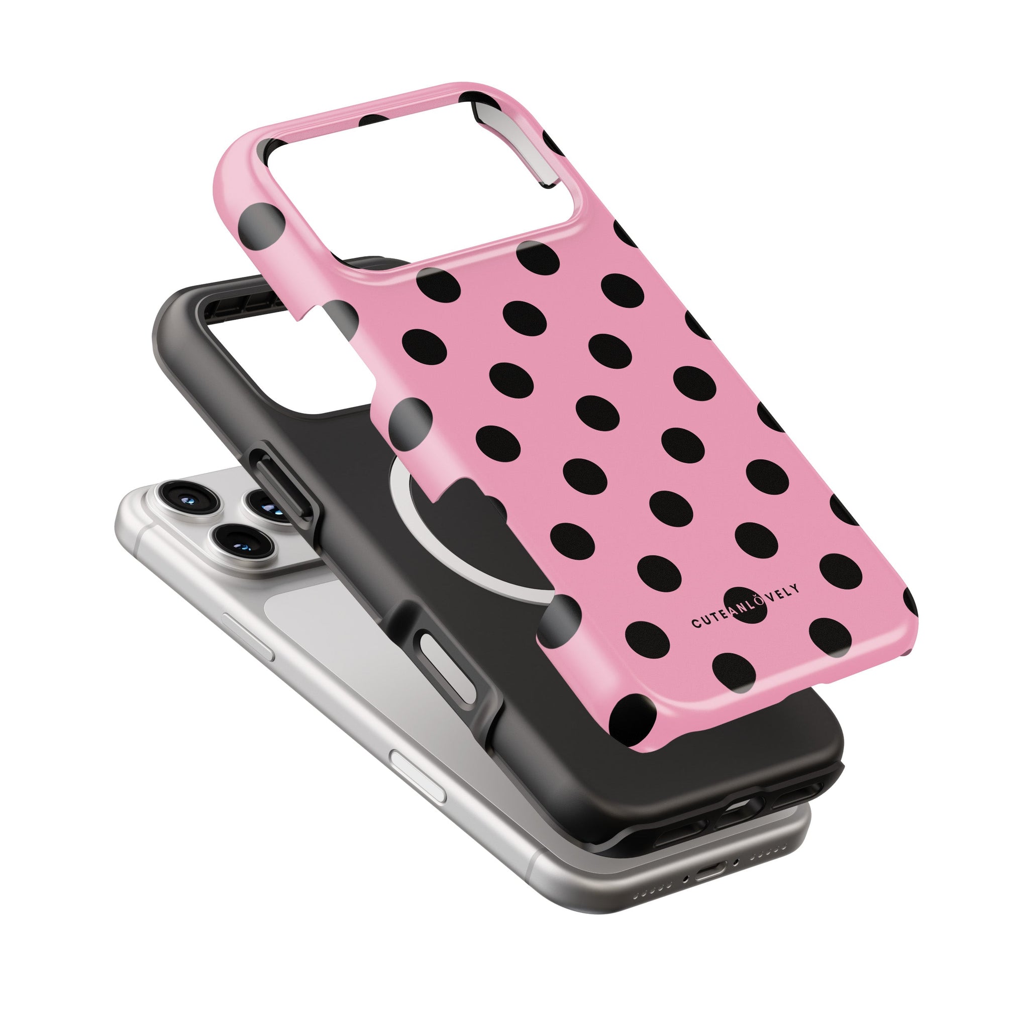Pink Polka Dot MagSafe iPhone Case